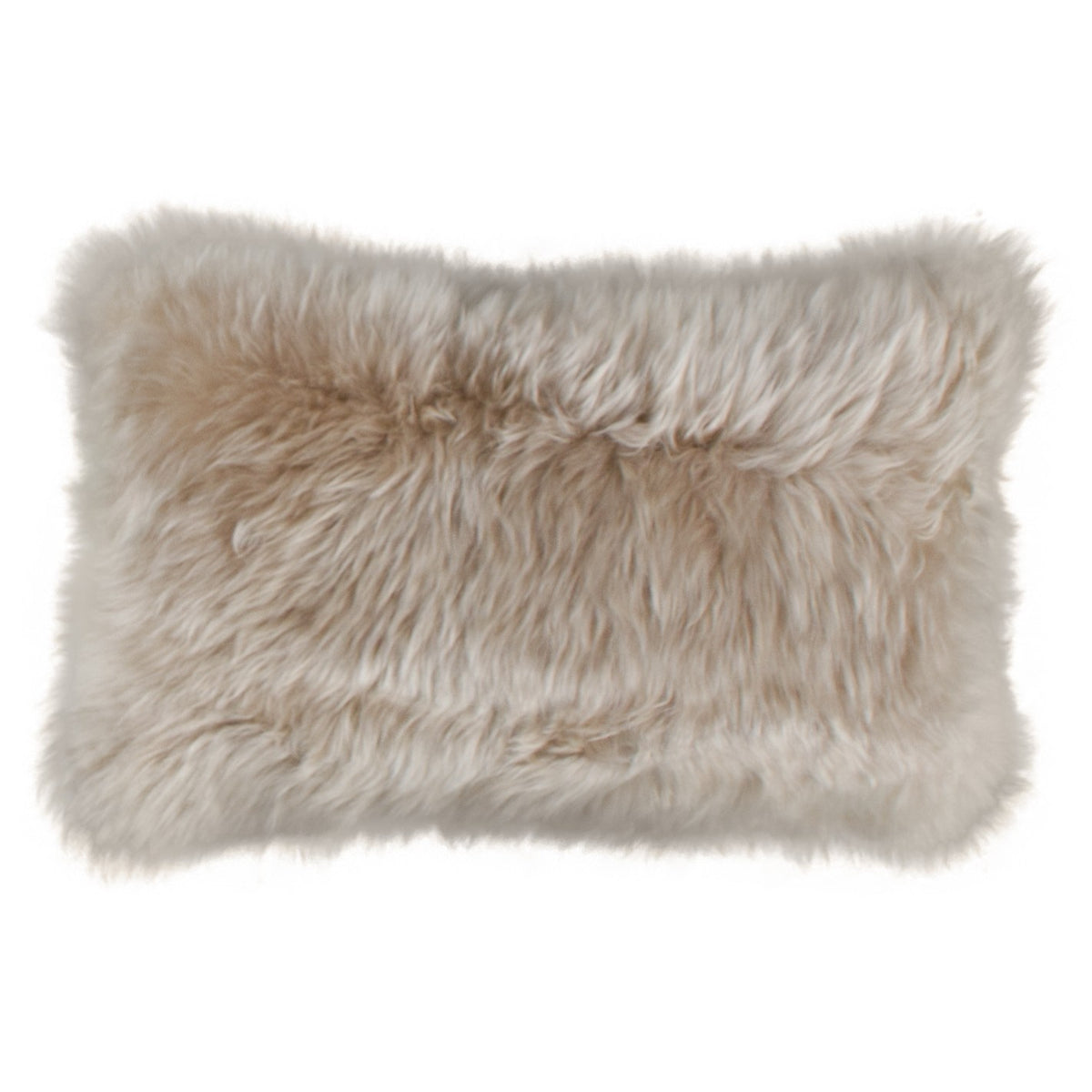 Coussin peau de mouton de Nouvelle-Zélande lin, rectangulaire 30x50 cm vu de face