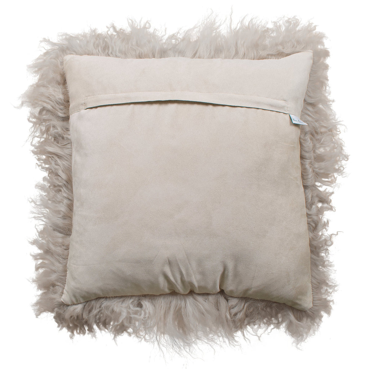 Dos de la housse carrée 45x45 cm en tissu doux assorti, avec fermeture éclair