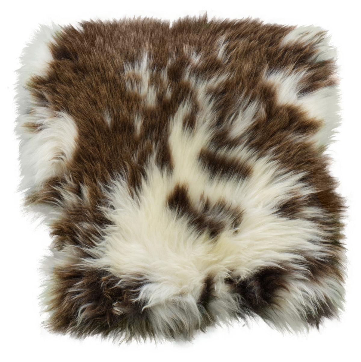 Coussin de chaise peau de mouton Texel marron et blanc