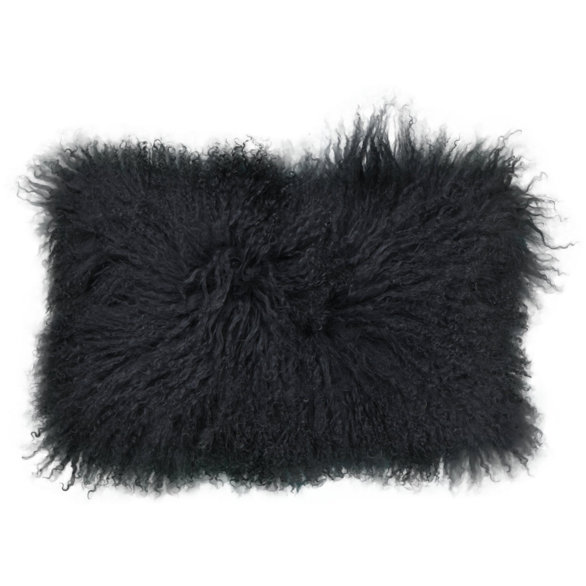 Coussin peau de mouton du Tibet essence, format rectangulaire 30x50 cm vu de face