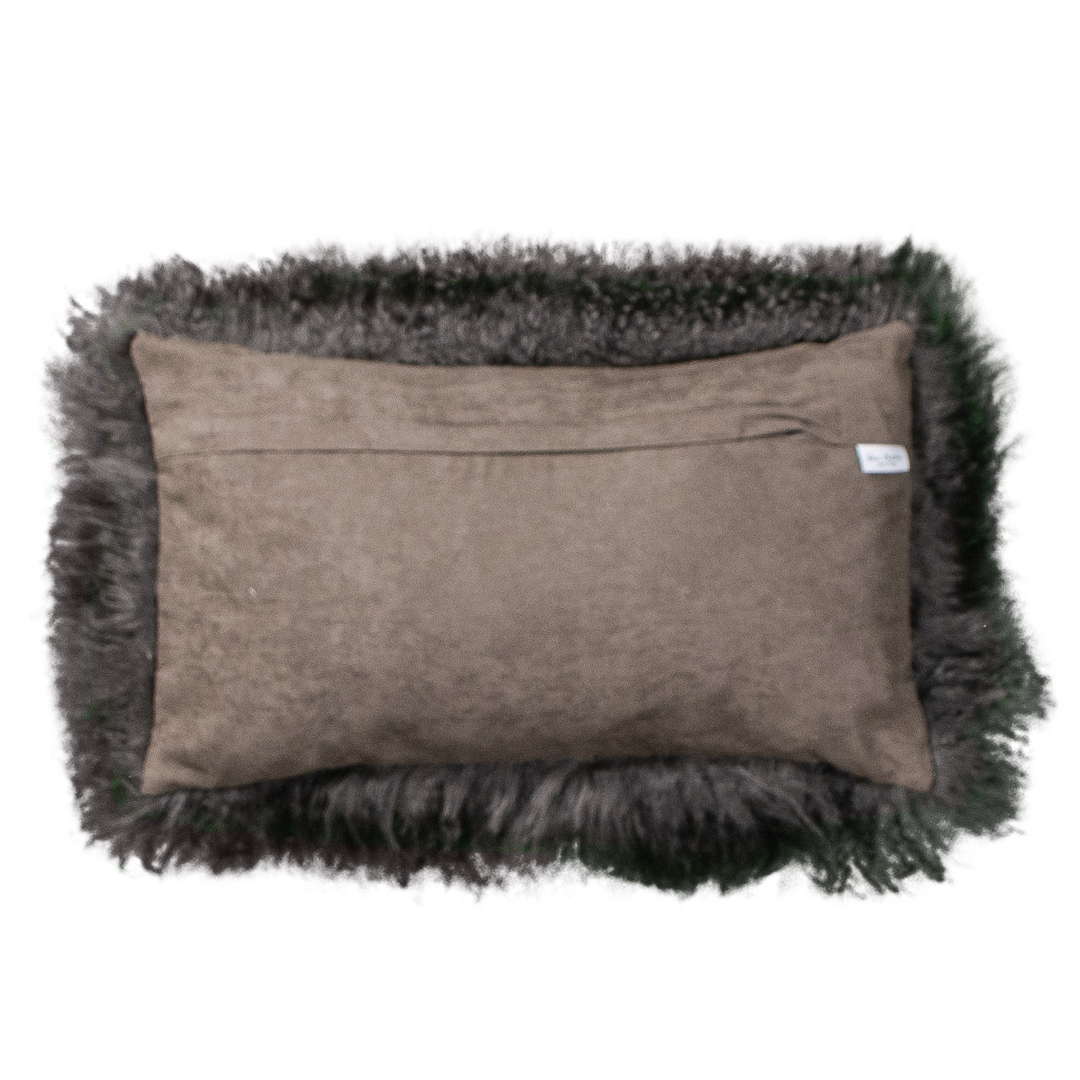 Dos du coussin rectangulaire 30x50 cm en tissu doux assorti, avec fermeture éclair