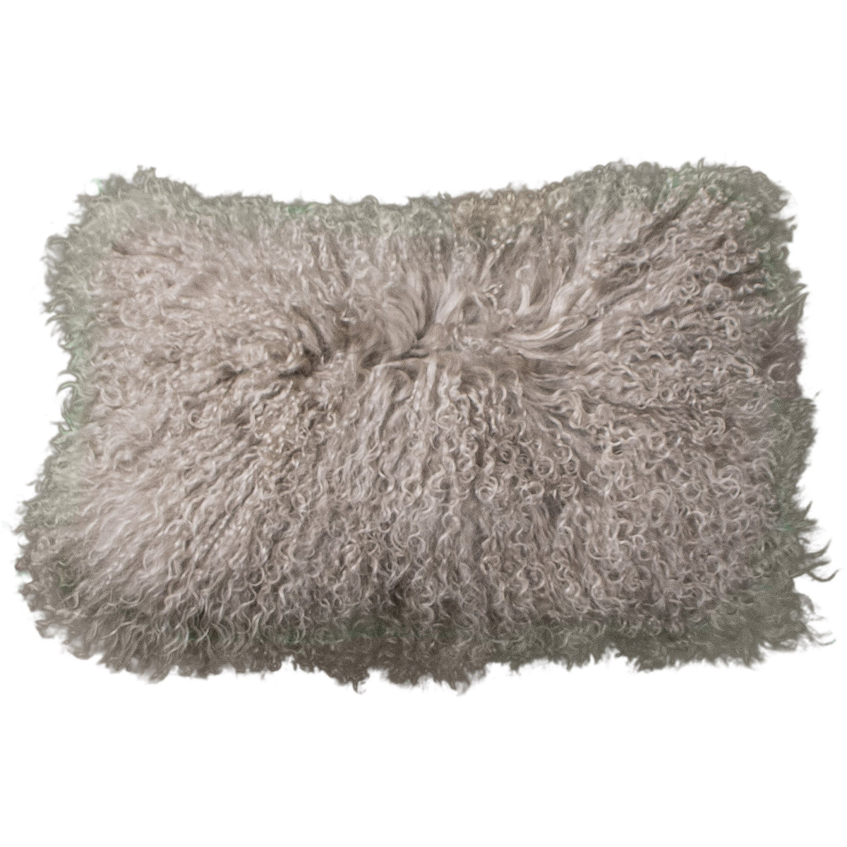 Coussin peau de mouton du Tibet sable, format rectangulaire 30x50 cm vu de face