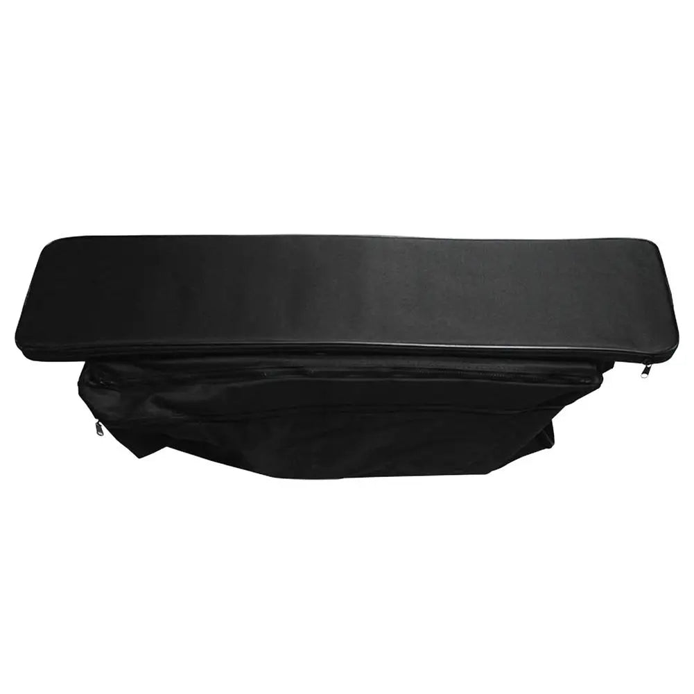 Coussin bateau extérieur noir avec sac de rangement sur fond blanc