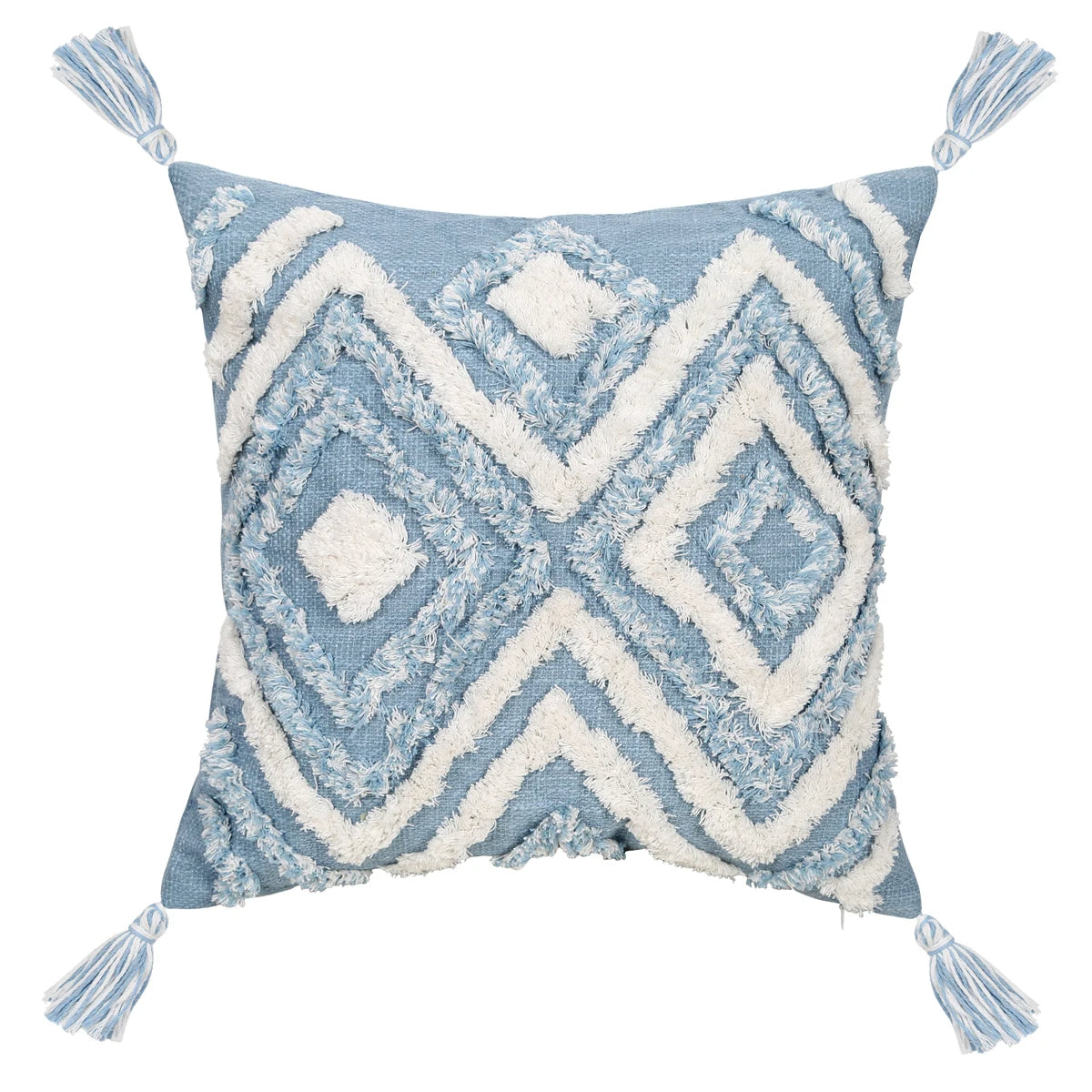 Coussin berbere bleu et carré avec losanges brodés