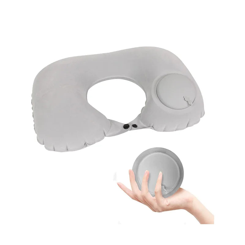 Coussin cervical voyage gris et gonflable