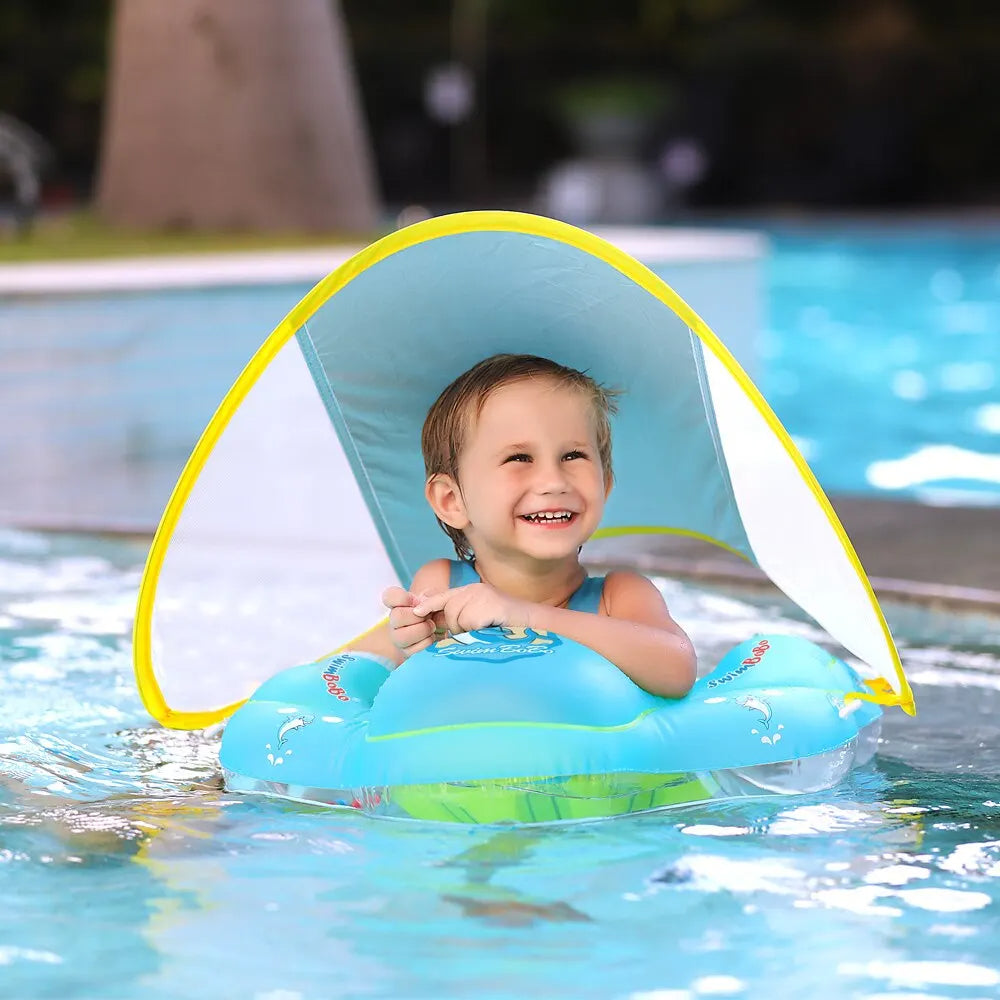 Coussin piscine bebe gonflable avec auvent