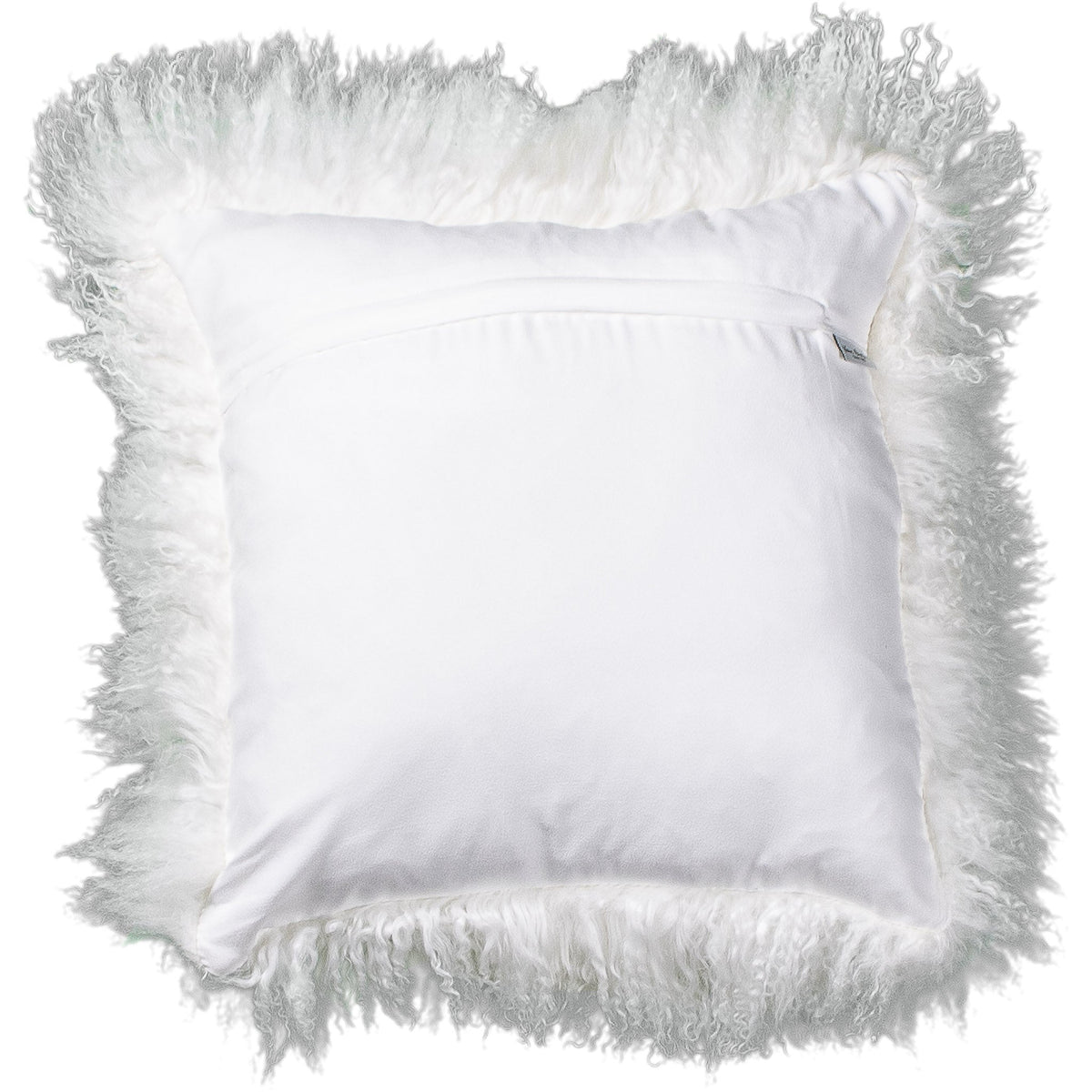 Dos de la housse carrée 45x45 cm en tissu doux assorti, avec fermeture éclair